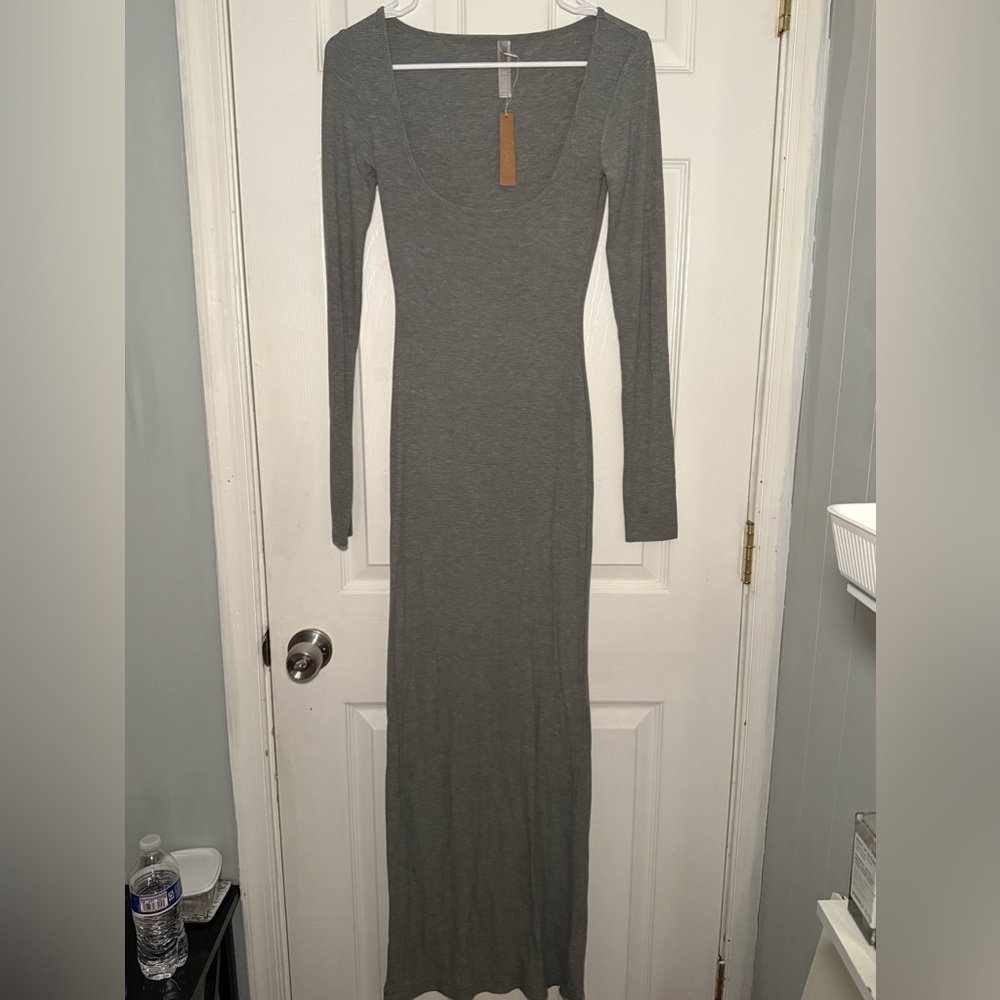 SKIMS grey long dress